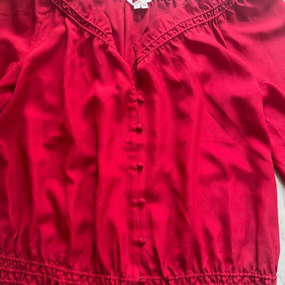 Joie Red Ruffled Puff Sleeve Blouse - Picture 2 of 5
